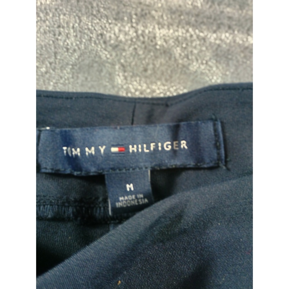 Tommy Hilfiger Womens Pull-On Slim Trousers Navy Blue M Gold Logo‎ Detail - Picture 3 of 6